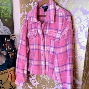 Jou Jou Premium Outerwear Pink Plaid Teddy Jacket size large